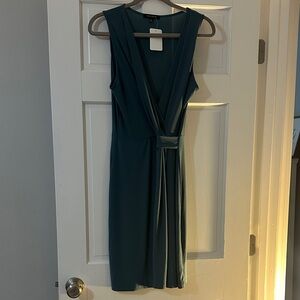 Chic Teal V-Neck Midi Dress